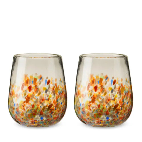 Artistico Recycled Glass Stemless Wine Glasses Set of 2