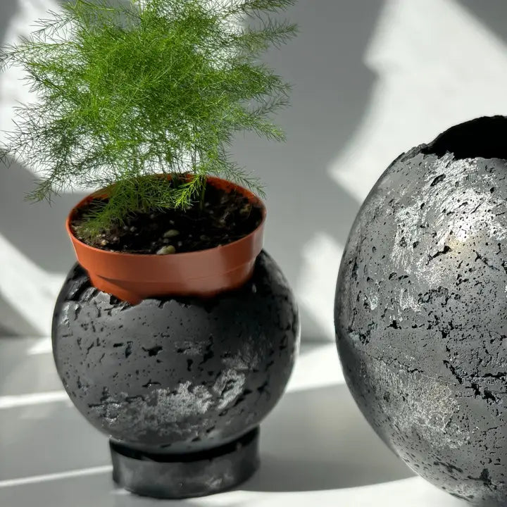 Mini-Moon 3” Pot | Sphere Planter | Ball Concrete Planter