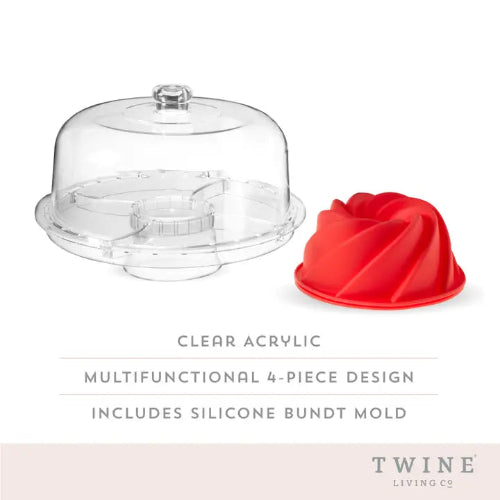 Multi-Functional Acrylic Serving Platter with Bundt Cake Mold